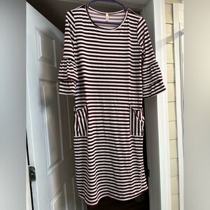Orange Creek Burgundy and White Striped Dress